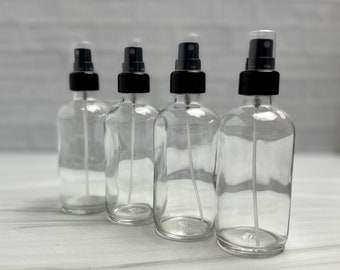 Clear glass spray bottles | These empty 4 oz spray bottles are perfect for essential oils to make room spray or body spray | Single or 4 pk