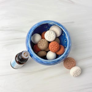 Essential Oil Diffuser: Clay Diffuser Stones and Ceramic Bowl | Natural calming decor for stress relief