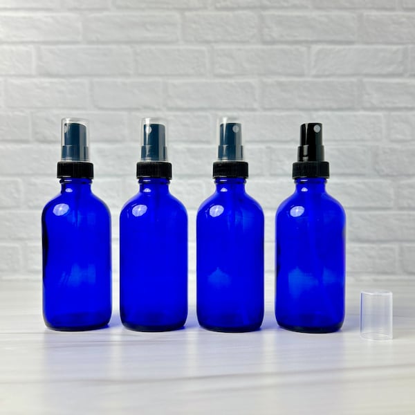 Glass spray bottles, 2 oz Clear or 4 oz Cobalt Blue | These empt spray bottles are perfect for essential oils to make room spray, body spray