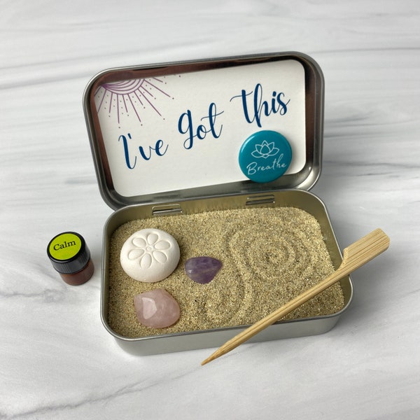 A Moment of Zen miniature aromatherapy zen garden kit |  The perfect desk accessories to help with stress relief