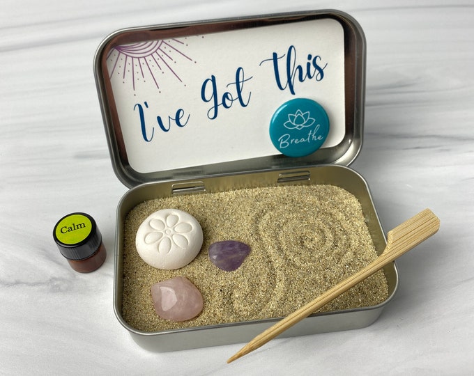 A Moment of Zen miniature aromatherapy zen garden kit |  The perfect desk accessories to help with stress relief