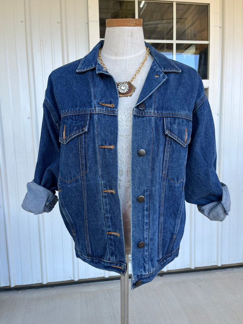Vintage Needlework Back Denim Jacket Etsy