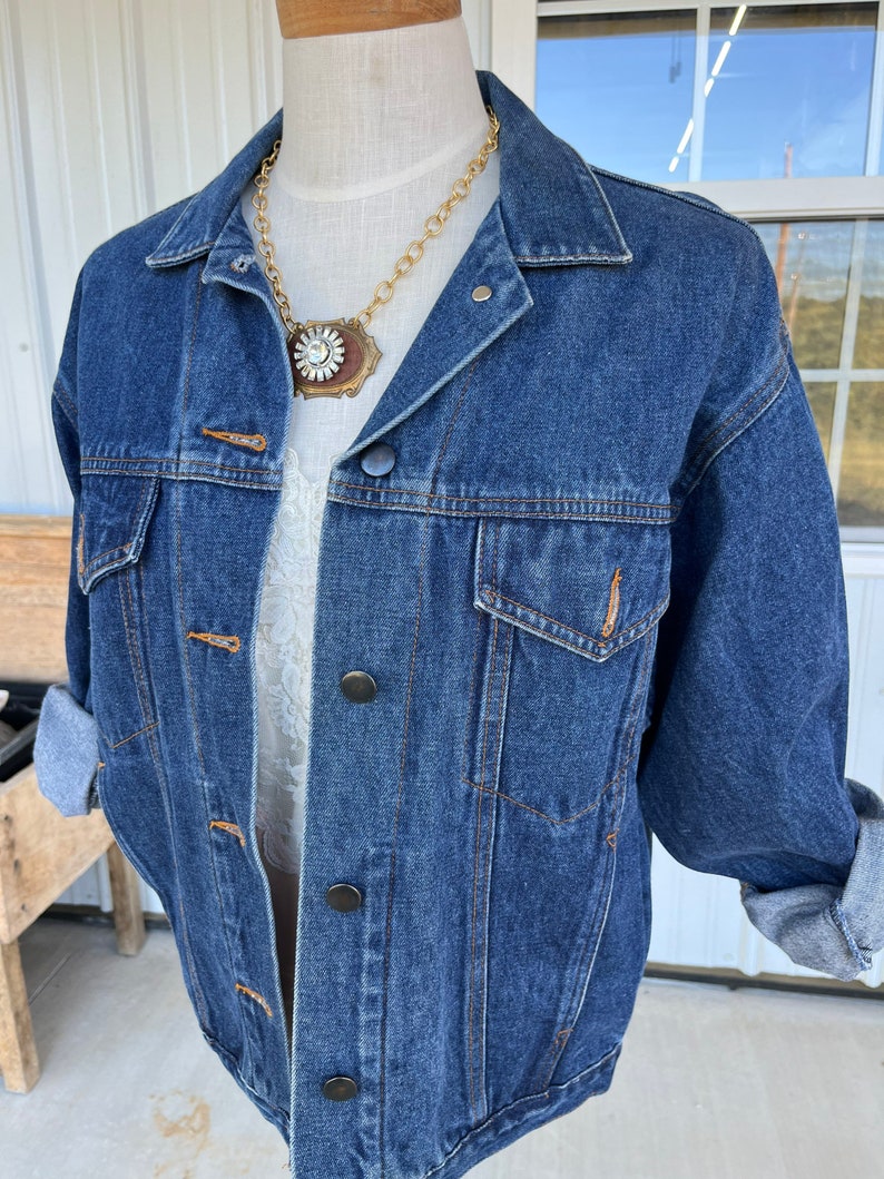 Vintage Needlework Back Denim Jacket Etsy