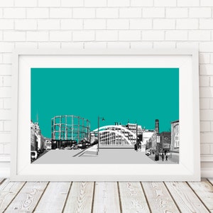 East London Landscape (Green) Illustration Art Print
