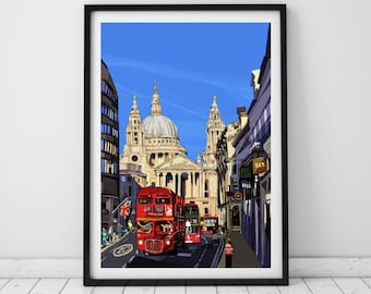 St Paul's Cathedral, London, England Illustration Art Print