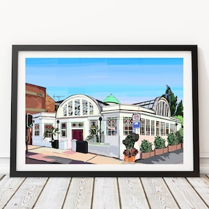 Café Rouge (The Old Ryder Seed Hall), St Albans, England Illustration Art Print