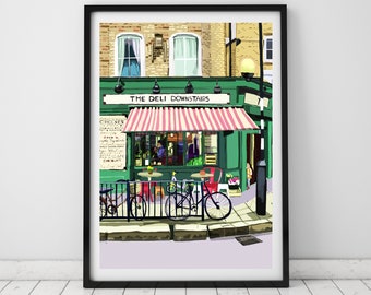 The Deli Downstairs, Victoria Park Village, East London Illustration Art Print