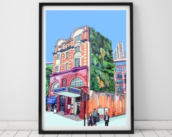 Elephant and Castle Underground Tube Station, Southwark, South London Illustration Art Print