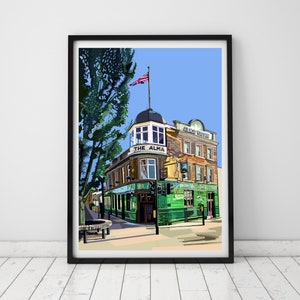 The Alma Pub & Hotel, Wandsworth Town, South London Illustration Art Print