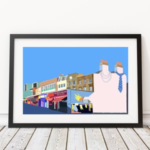 His and Hers Mural, Deptford High Street, South London Illustration Art Print