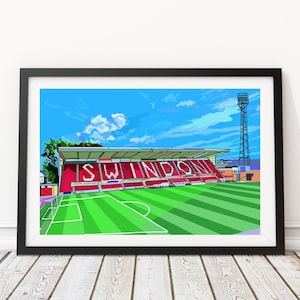 Swindon Town Football Club, County Ground, Wiltshire, UK Illustration Art Print