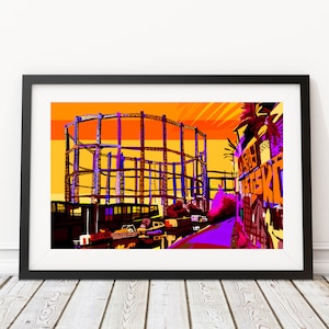Bethnal Green Gas Holders, East London (Sunrise) Illustration Art Print