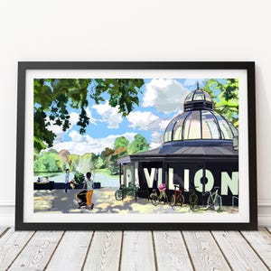 Pavilion Cafe, Victoria Park, East London Illustration Kunstdruck