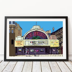 Screen on the Green Cinema, Angel, Islington, North London Illustration Art Print