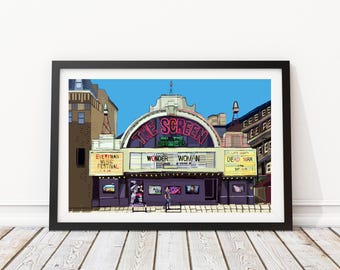 Screen on the Green Cinema, Angel, Islington, North London Illustration Art Print