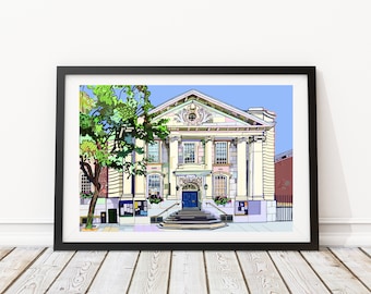 Schnürsenkel: Old Town Hall, London Illustration Kunstdruck