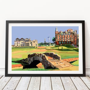 St Andrews Golf Course, 18th Hole (The Old Course) at The Home of Golf, Scotland Illustration Art Print