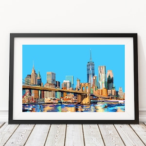 Brooklyn Bridge, Manhattan, New York City, America Illustration Art Print