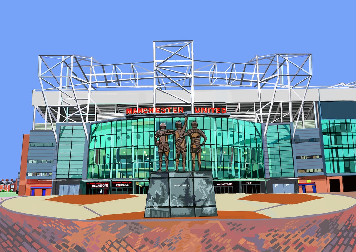 Old Trafford Manchester United Football Stadium Art Print Etsy