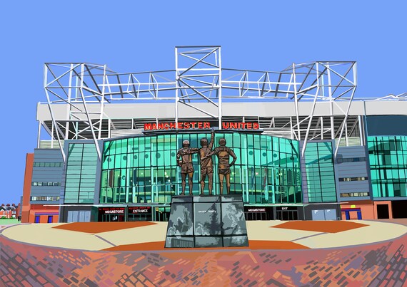 Poster Stade Old Trafford - Manchester United - Impression Premium A4 Pour Fans De Football