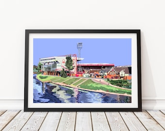 The City Ground, Nottingham Forest FC Stadium illustratie kunstafdruk