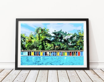 London Lido Illustration Art Print
