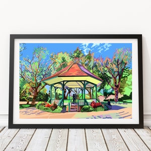 Ruskin Park, Denmark Hill, Lambeth, South London Illustration Art Print