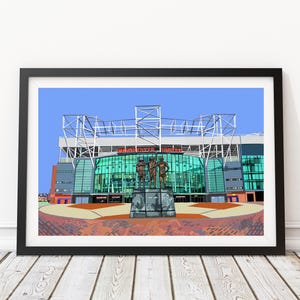 Old Trafford, Manchester United (Man U) Football Stadium Illustration Art Print