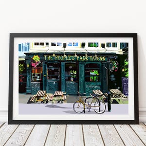 People&#39;s Park Tavern, Victoria Park, Hackney, East London Illustration Art Print