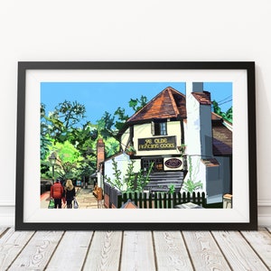 Ye Olde Fighting Cocks, St Albans, England Illustration Art Print
