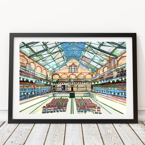 Victoria Baths, Chorlton-on-Medlock, Manchester, Inghilterra nord-occidentale, Regno Unito, illustrazione, stampa artistica