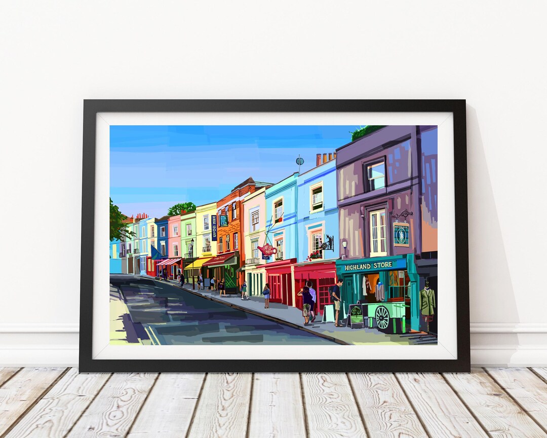 Portobello Road, Notting Hill, West London Illustration Art Print