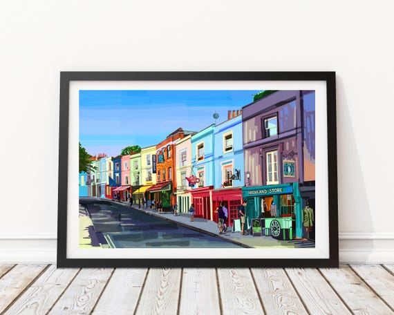 Portobello Road, Notting Hill, West London Illustration Art Print