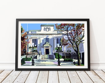 Islington Town Hall, Highbury, North London Illustration Art Print