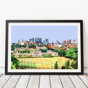 Greenwich Skyline, South London Illustration Art Print