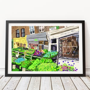 Columbia Road Flower Market, Shoreditch, East London Illustration Art Print