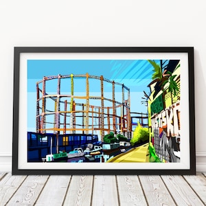 Bethnal Green Gas Holders, East London Illustration Art Print