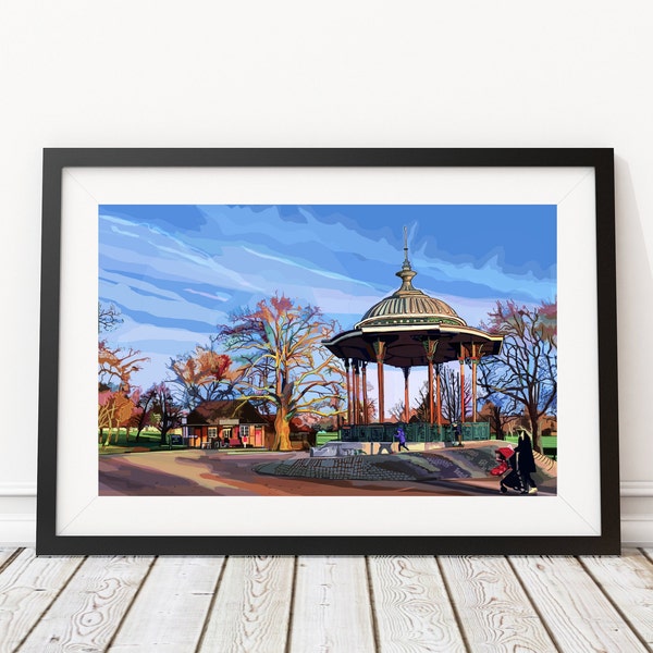 The Bandstand, Clapham Common, South London Illustration Art Print
