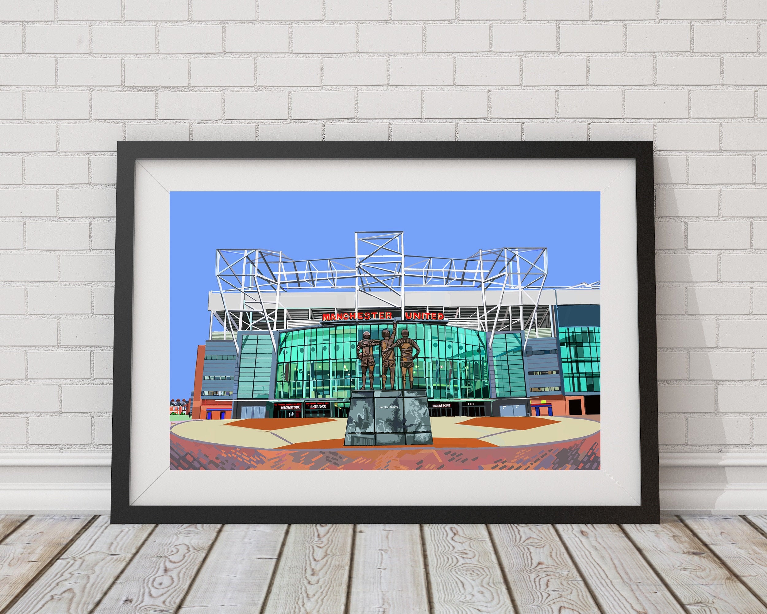 Old Trafford Manchester United Football Stadium Art Print Etsy UK