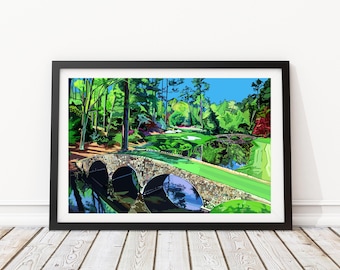 Amen Corner at Augusta National Golf Club, Georgia (GA), USA Sports Illustration Art Print