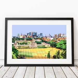 Greenwich Skyline, South London Illustration Art Print