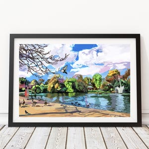Victoria Park Lake, East London Illustration Art Print