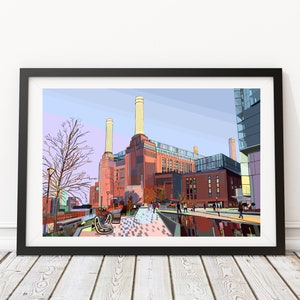 Battersea Power Station, Wandsworth, South West London Illustration Art Print