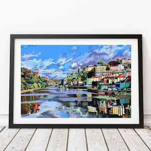 Clifton Suspension Bridge, Bristol, England, UK Illustration Art Print