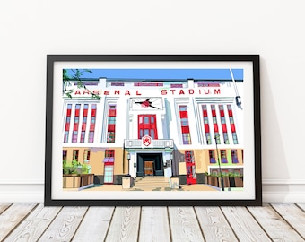 Highbury Stadium Square (Old Arsenal Ground), Islington, North London Illustration Art Print