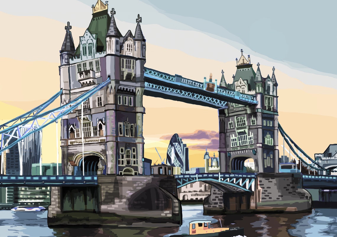 Tower Bridge at Dusk London Art Print - Etsy