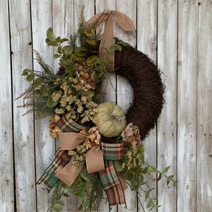 Fall natural wreath, Fall front door wreath, Fall pumpkin wreath, Rustic Fall wreaths