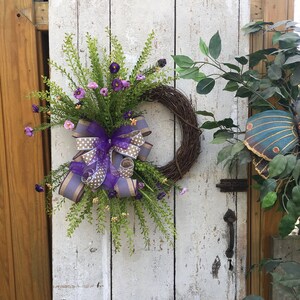 Spring Summer Wreath, Wreath for front door,Spring,Wildflower Wreath, Summer Wreath,Front Door Wreath, purple wreath,Mothers day wreath