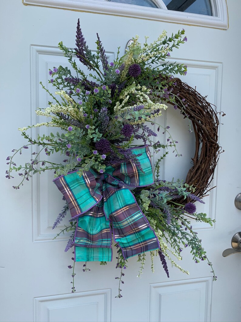 Summer wreath for front door Farmhouse wreaths Rustic Etsy