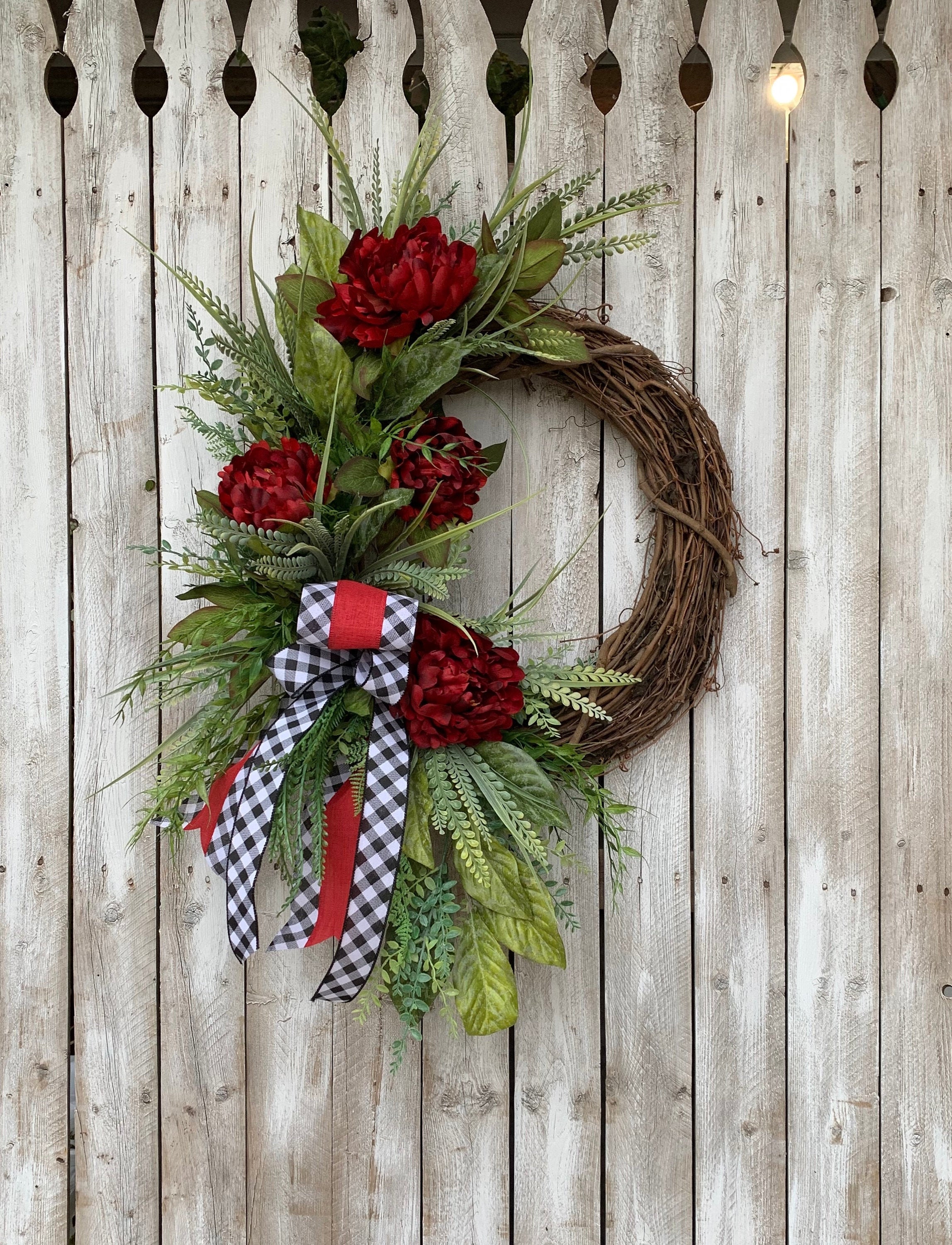 Summer Front Door Wreaths Burgundy Peony Wreath Fall - Etsy